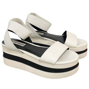 Steve Madden Women’s White Black Haze 3” Platform Retro Flat Sandal US 6 Bold